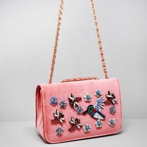 Sweet Bird and Flower Shoulder Bag - PINK